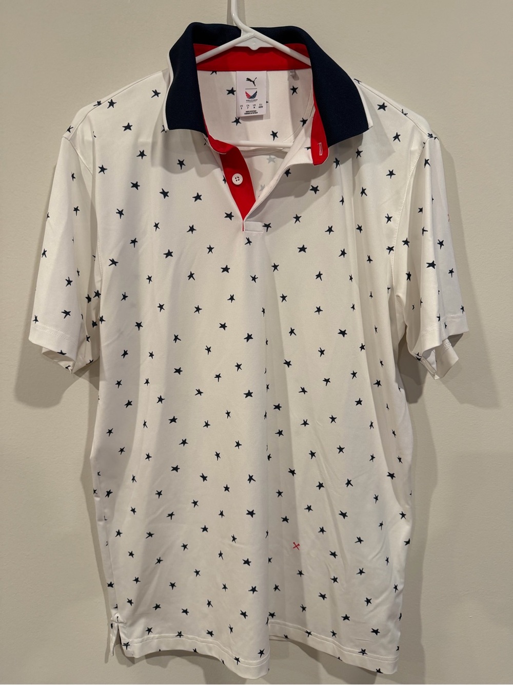 Puma Volition America Polo Shirt Small Stars Patriotic Golf Red White Blue USA